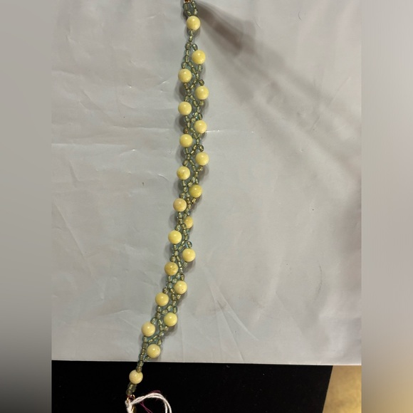 Hand crafted beaded bracelet yellow jasper stones and green preciosa crystals - Picture 5 of 5